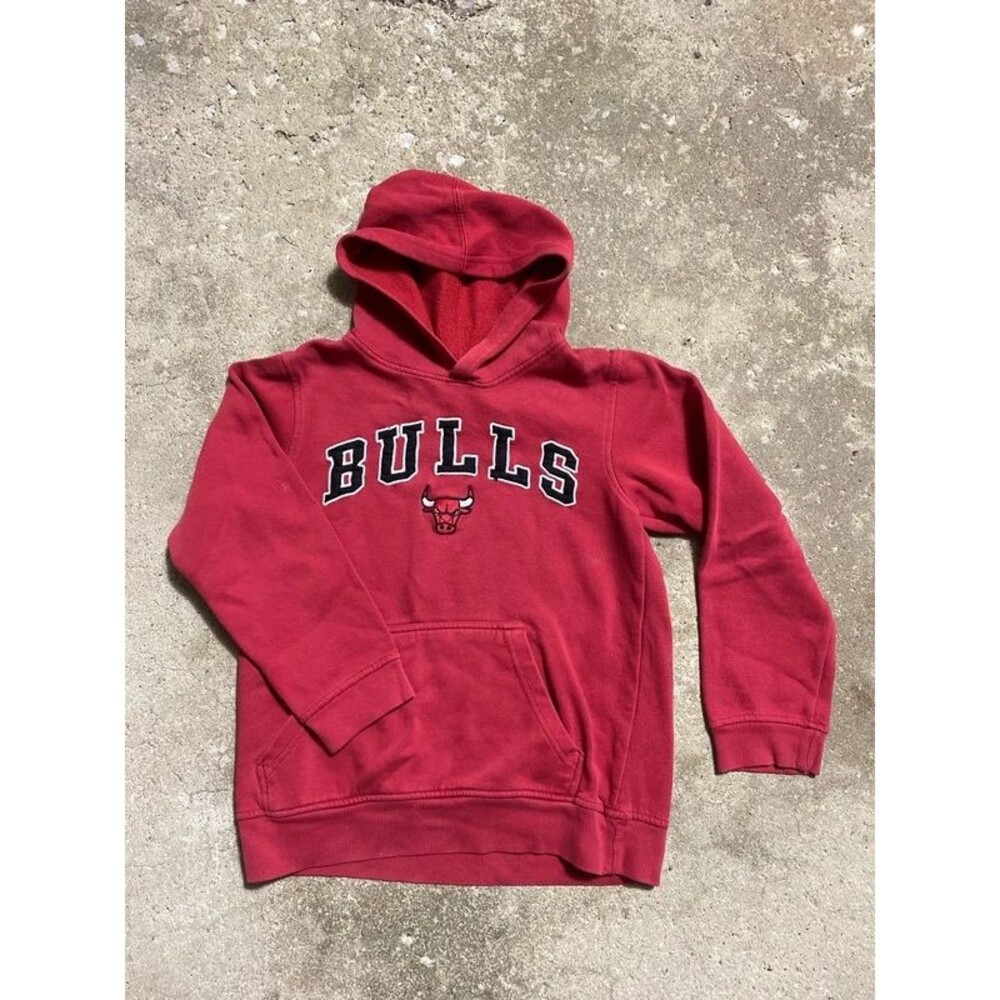 NBA Chicago Bulls Hoodie Youth Lg 10/12 Red Pullover Embroidered Logo Sweatshirt